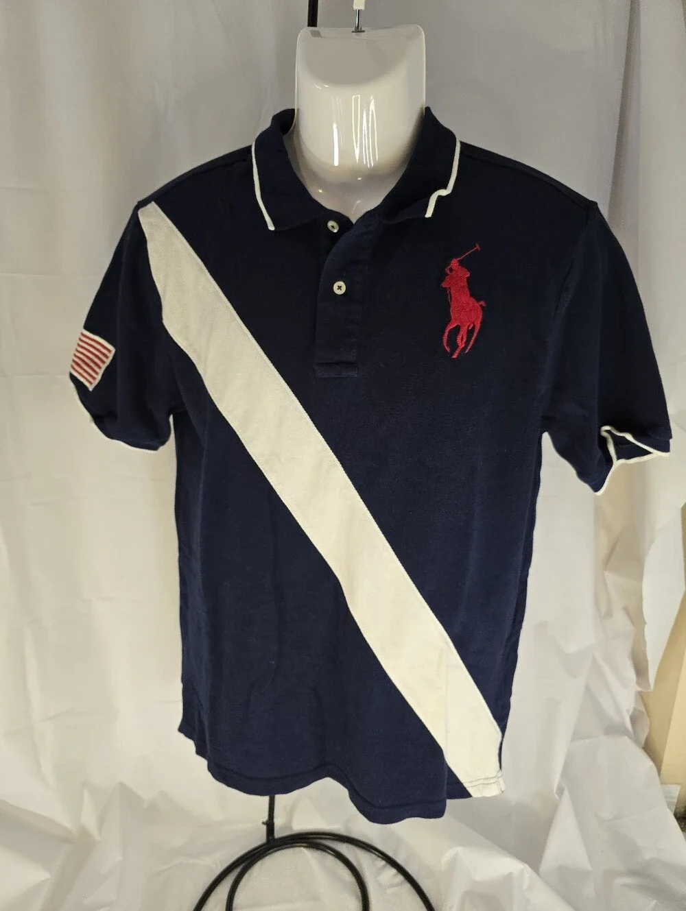 Polo Ralph Lauren Custom Slim Fit Big Pony Polo Shirt Rugby Stripe XL
